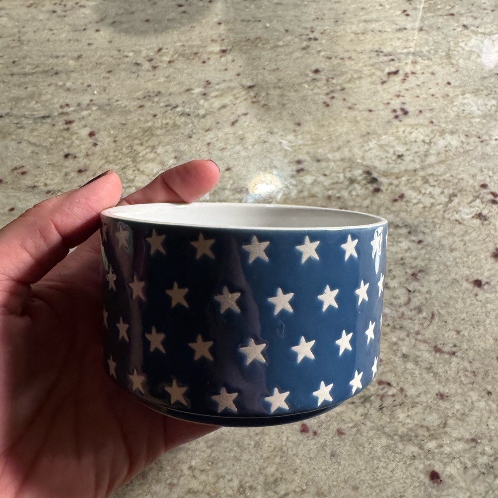 Blue Star Patterned Stoneware Bowl